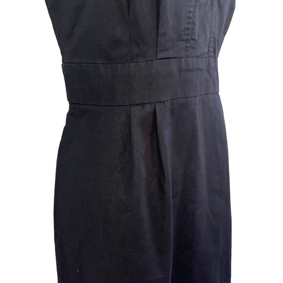 London Times Denim Cotton Stretch V-Neck Sheath Sleeveless Pleated Dress sz 8 - Picture 3 of 16